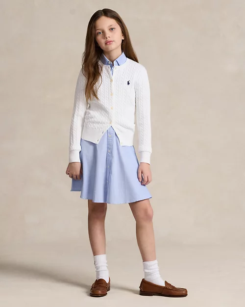 Lauren Ralph Lauren Cárdigan De Algodón En Punto De Ochos Para Niña | Ralph Lauren® ES