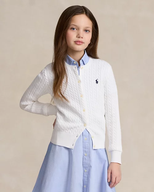 lauren ralph lauren Cárdigan de algodón en punto de ochos para niña | Ralph Lauren® ES