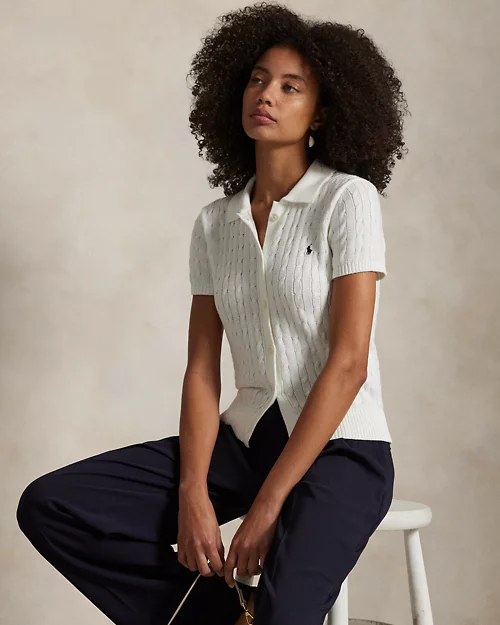 lauren ralph lauren Cárdigan tipo polo en punto de ochos para mujer | Ralph Lauren® ES
