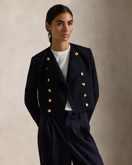 lauren ralph lauren Chaqueta recortada de crepé de lana para mujer | Ralph Lauren® ES