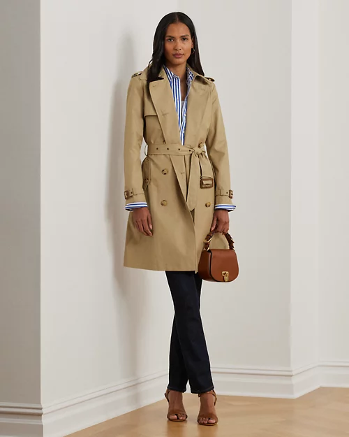 lauren ralph lauren Gabardina cruzada de mezcla de algodón para mujer | Ralph Lauren® ES
