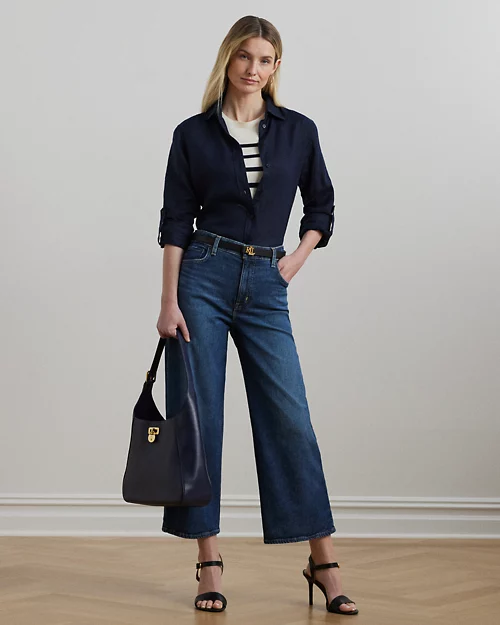 lauren ralph lauren Jeans recortados de tiro alto Wide Leg para mujer | Ralph Lauren® ES
