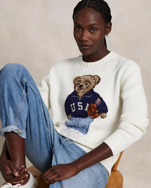 lauren ralph lauren Jersey de algodón y lino con Polo Bear para mujer | Ralph Lauren® ES