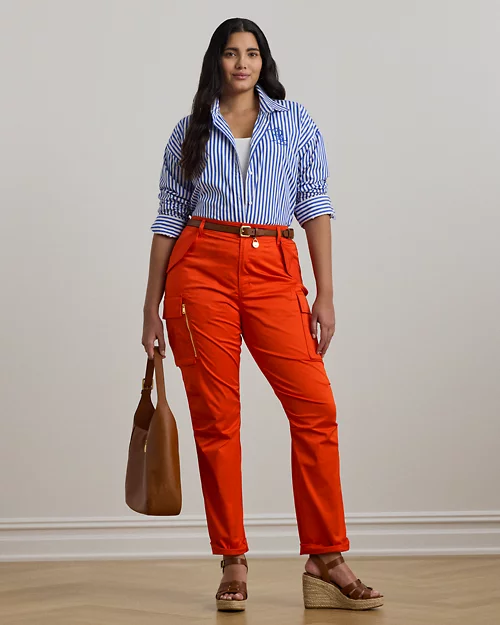 lauren ralph lauren Pantalón cargo de satén de algodón para mujer | Ralph Lauren® ES