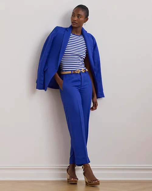 lauren ralph lauren Pantalón recortado de sarga y lino para mujer | Ralph Lauren® ES