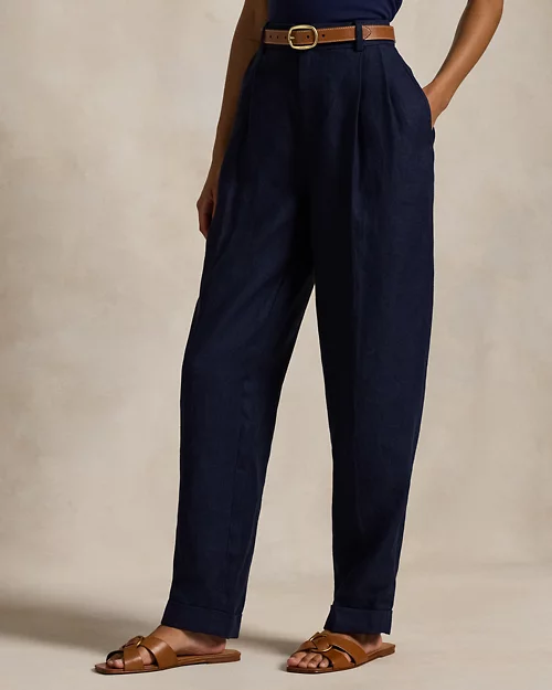 Lauren Ralph Lauren Pantalón Tapered Fit De Lino En Espiga Para Mujer | Ralph Lauren® ES