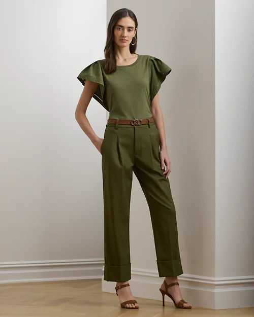 lauren ralph lauren Pantalón tobillero de algodón elástico para mujer | Ralph Lauren® ES