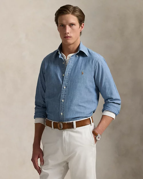 lauren ralph lauren Sobrecamisa de cambray en índigo para hombre | Ralph Lauren® ES