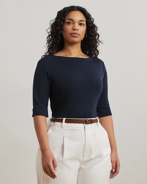 lauren ralph lauren Top de cuello barco de algodón para mujer | Ralph Lauren® ES