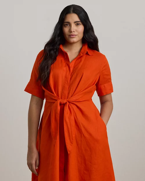 Lauren Ralph Lauren Vestido Camisero Anudado De Lino Para Mujer | Ralph Lauren® ES