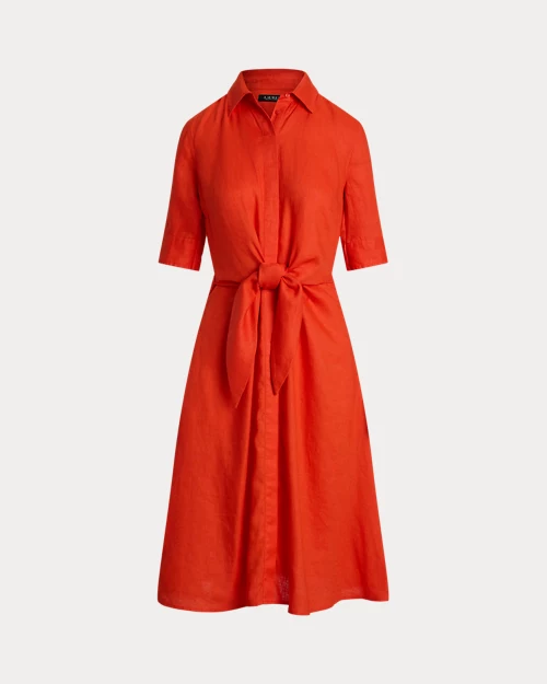 Lauren Ralph Lauren Vestido Camisero Anudado De Lino Para Mujer | Ralph Lauren® ES