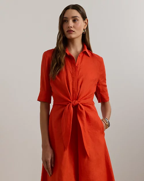 Lauren Ralph Lauren Vestido Camisero Anudado De Lino Para Mujer | Ralph Lauren® ES