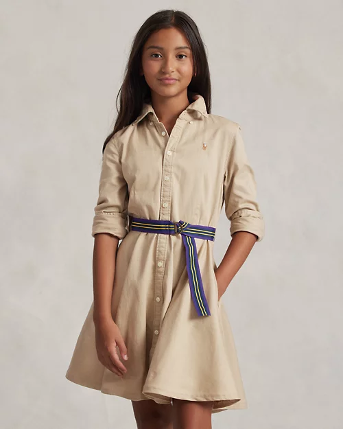 Lauren Ralph Lauren Vestido Camisero Chino De Algodón Con Cinturón Para Niña | Ralph Lauren® ES