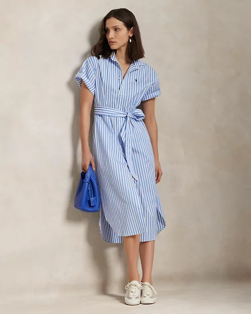 lauren ralph lauren Vestido camisero de algodón con cinturón para mujer | Ralph Lauren® ES