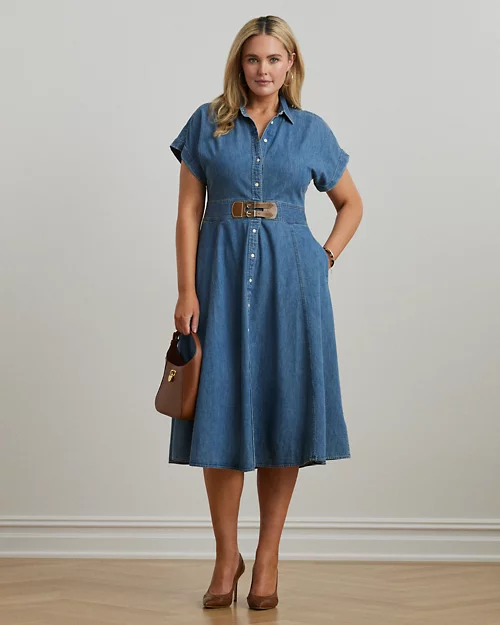 lauren ralph lauren Vestido camisero de denim con trabillas para mujer | Ralph Lauren® ES