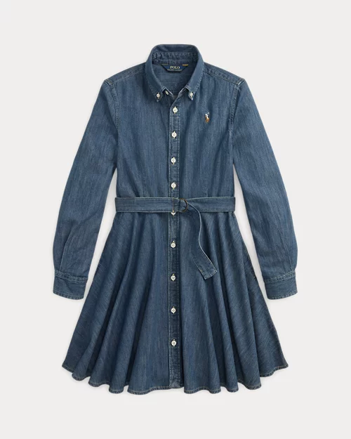 Lauren Ralph Lauren Vestido Camisero Denim De Algodón Con Cinturón Para Niña | Ralph Lauren® ES