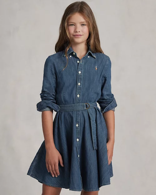 Lauren Ralph Lauren Vestido Camisero Denim De Algodón Con Cinturón Para Niña | Ralph Lauren® ES