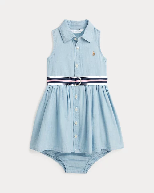 lauren ralph lauren Vestido camisero y pololo de cambray para bebé niña | Ralph Lauren® ES