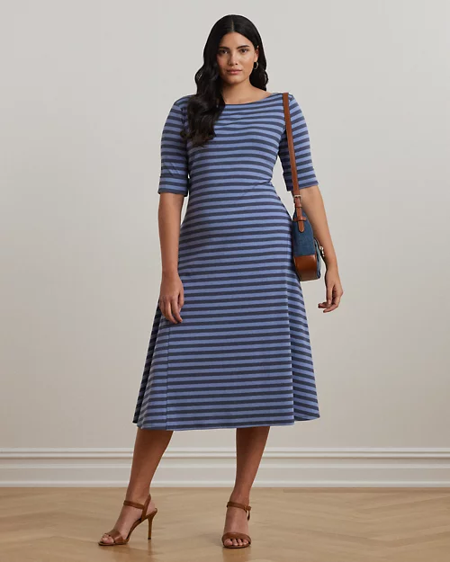 lauren ralph lauren Vestido de algodón elástico con rayas para mujer | Ralph Lauren® ES