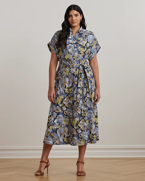 lauren ralph lauren Vestido de crepé estampado con cinturón para mujer | Ralph Lauren® ES