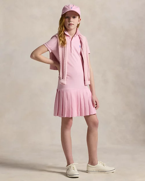 lauren ralph lauren Vestido polo de piqué elástico plisado para niña | Ralph Lauren® ES