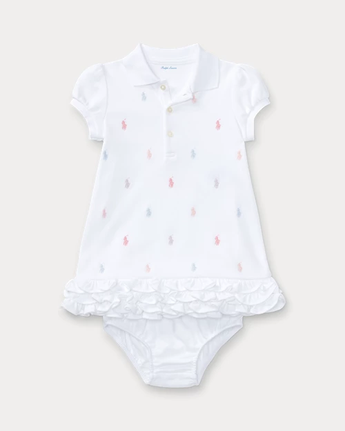 lauren ralph lauren Vestido tipo polo con volantes y pololo para bebé niña | Ralph Lauren® ES