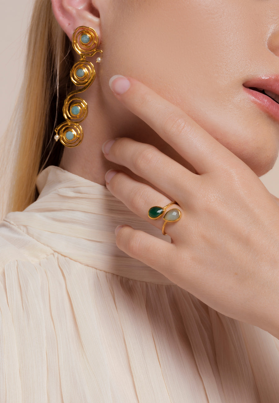 Lavani Anillo Aura Verde Y Agua