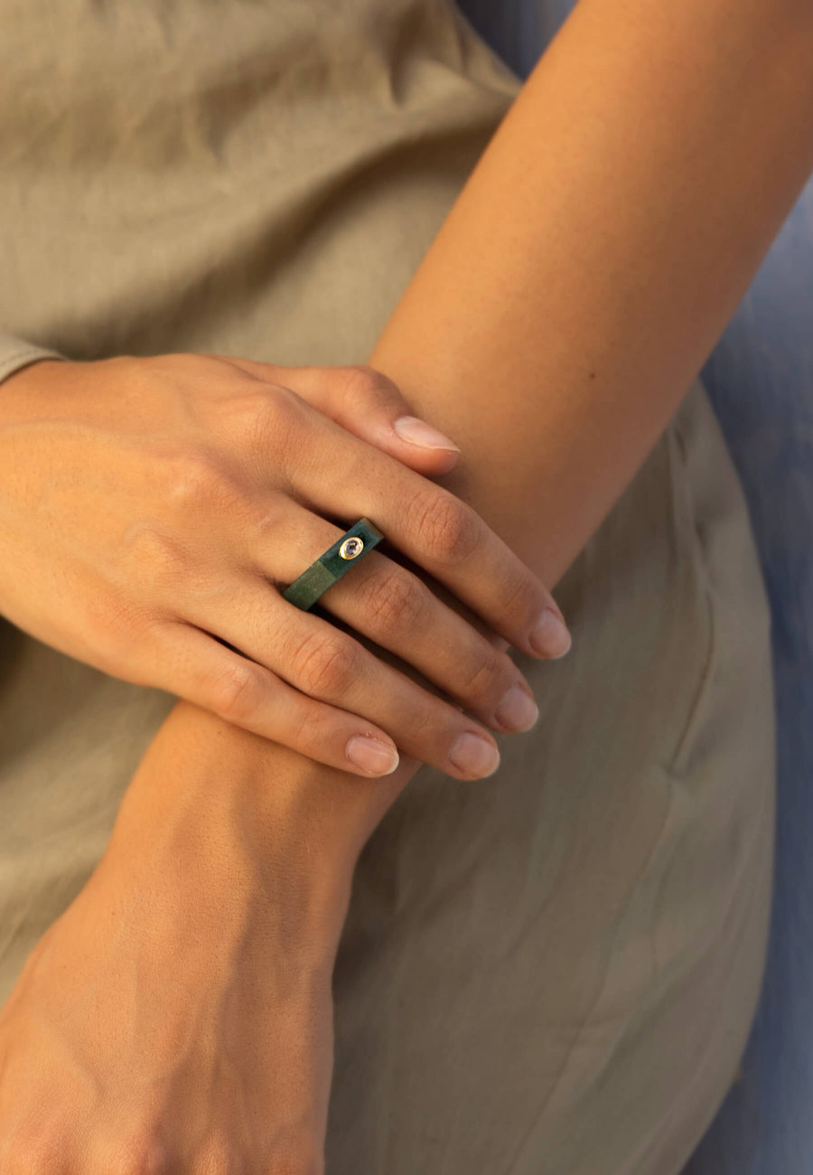 Lavani Anillo Aventurina Verde Mora