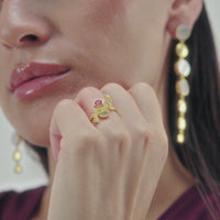 Lavani Anillo Cassara Aguamarina Y Fucsia