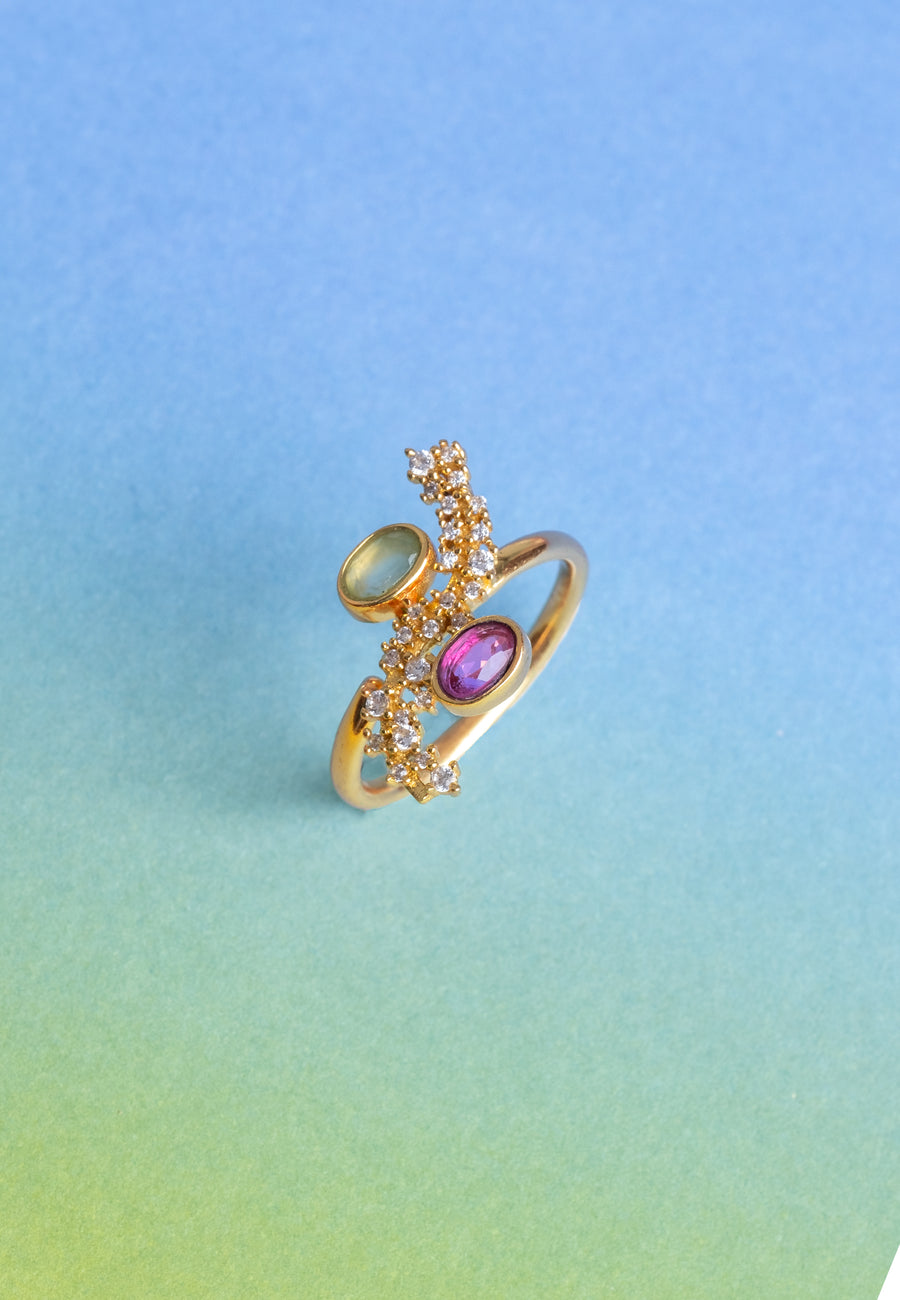 Lavani Anillo Cassara Aguamarina Y Fucsia