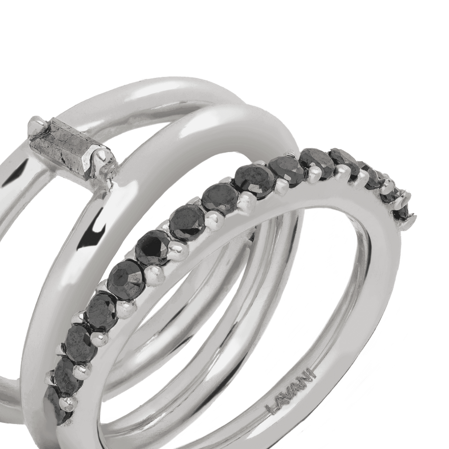 Lavani Anillo Idol Negro Plata