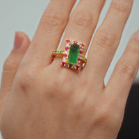 Lavani Anillo Rivoli Fucsia Y Verde