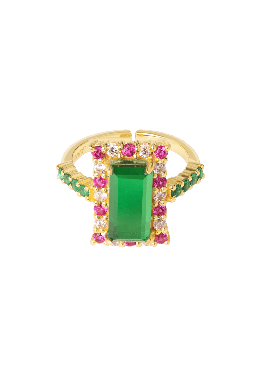 lavani Anillo Rivoli Fucsia y Verde