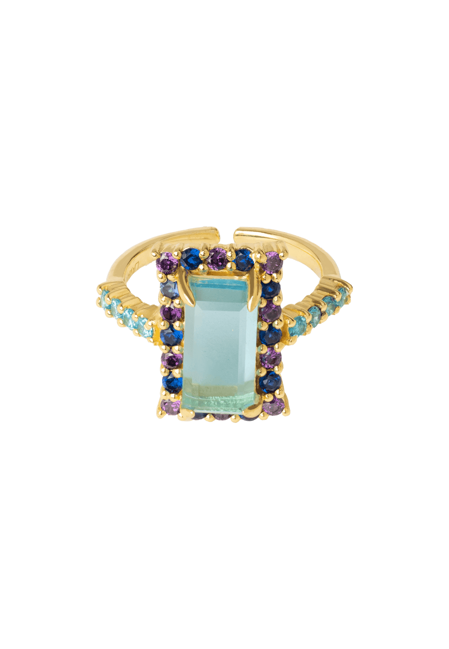 lavani Anillo Rivoli Rosetón Aguamarina y Morado