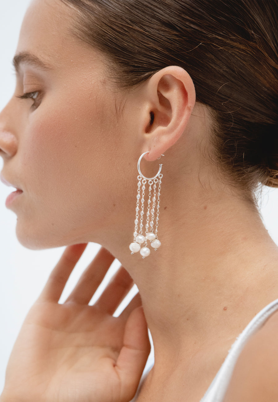 Lavani Aros De Plata Vega Con Perlas