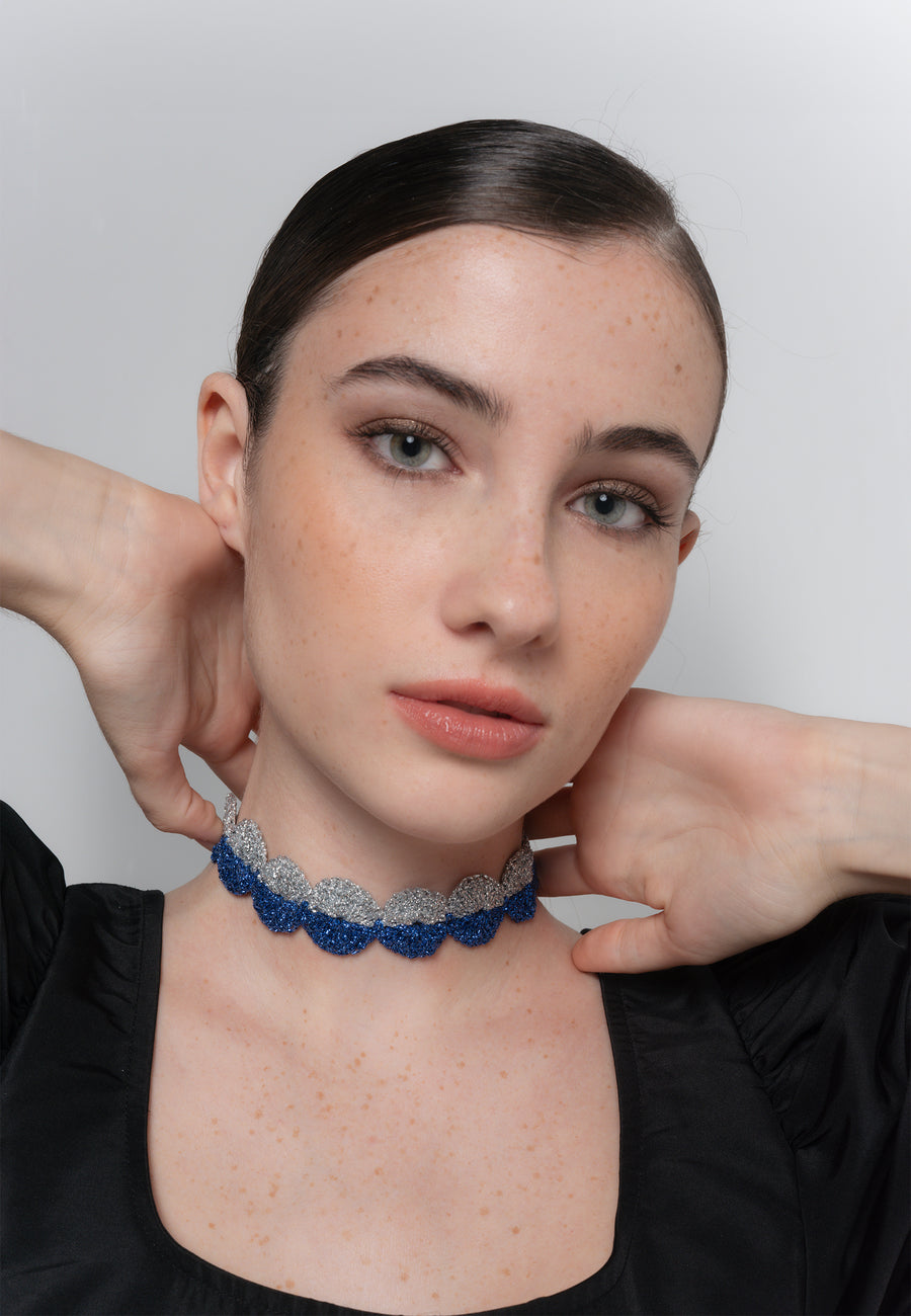 Lavani Choker Ball Savina Azul Y Plata
