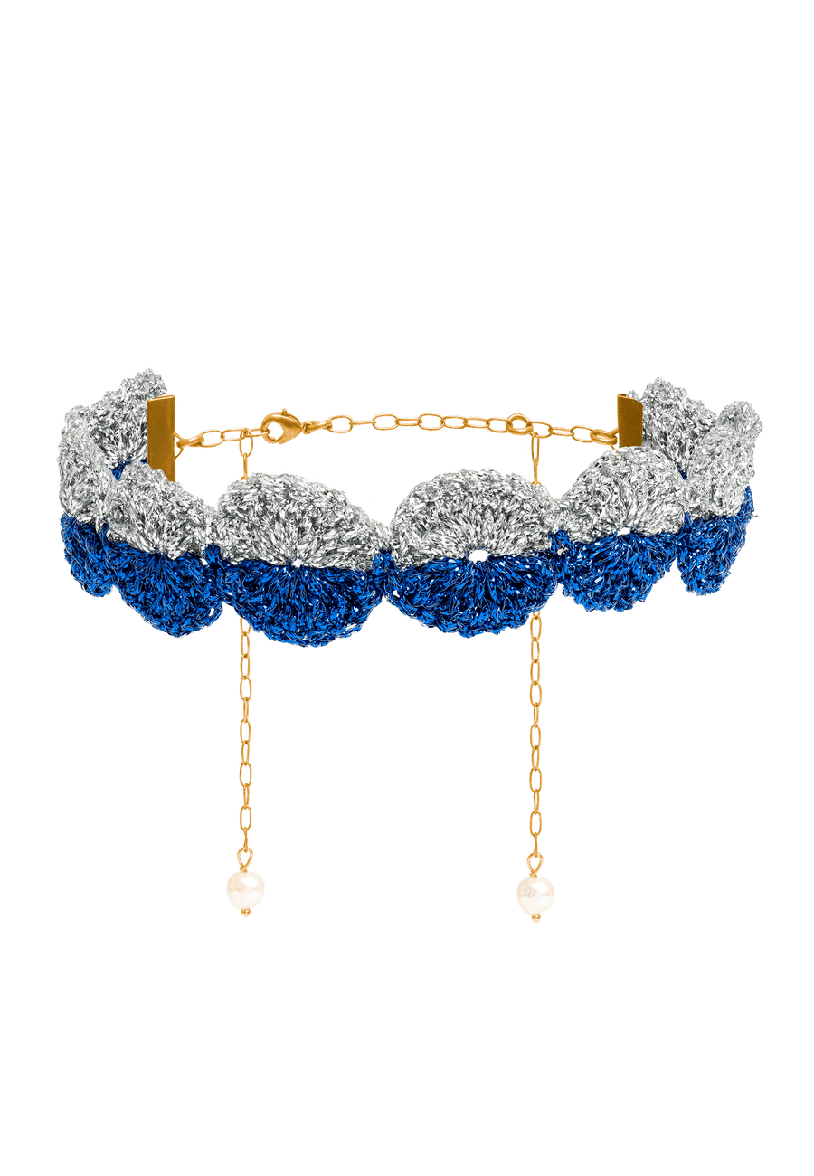 lavani Choker Ball Savina Azul y Plata