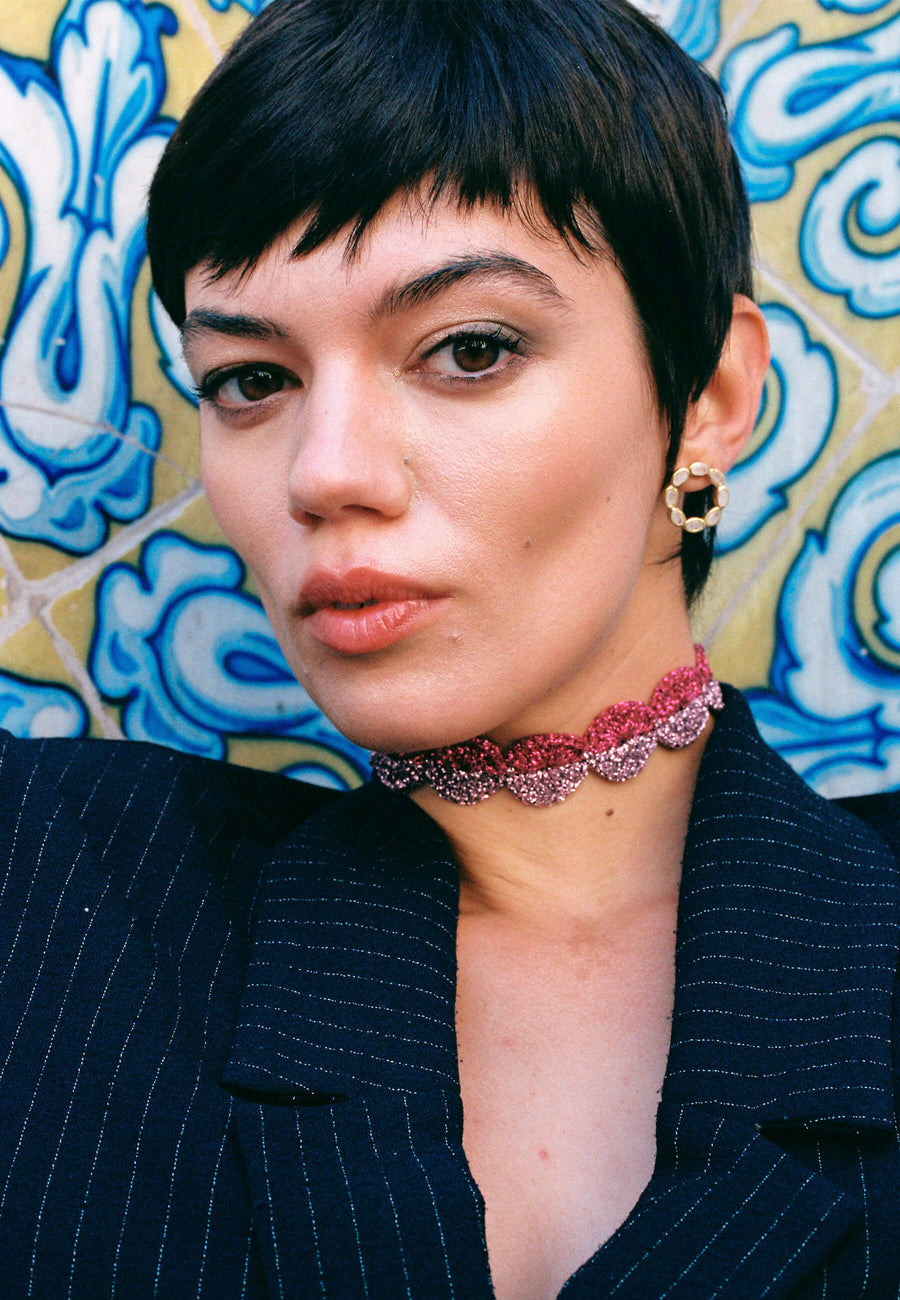 Lavani Choker Ball Savina Malva Y Fucsia