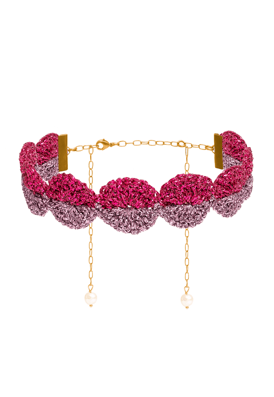 lavani Choker Ball Savina Malva y Fucsia
