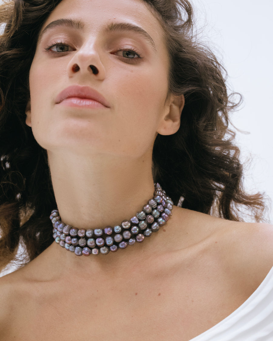 lavani Choker Perla Gris Nebelia