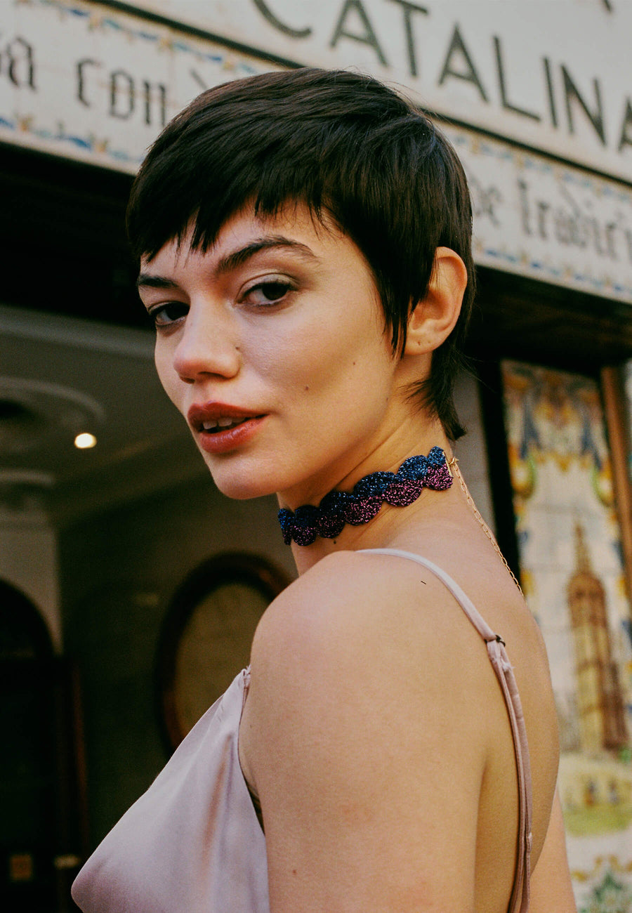 Lavani Choker Vibrant Deyá Morado Y Azul