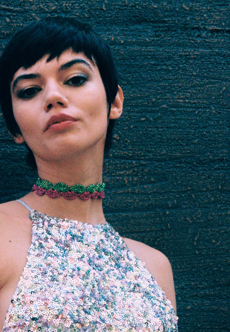 Lavani Choker Vibrant Deyá Verde Y Fucsia