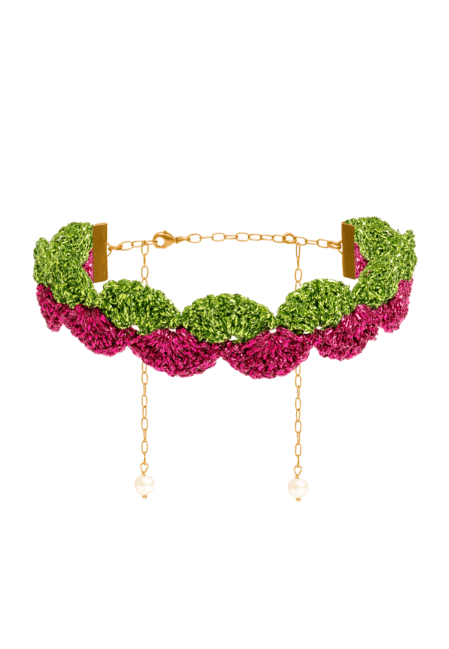 lavani Choker Vibrant Deyá Verde y Fucsia
