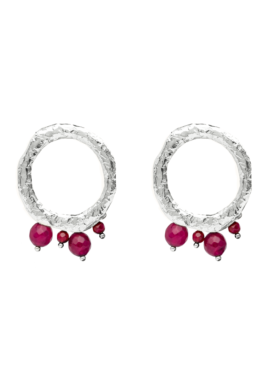 lavani Pendientes Adara Fucsia Plata