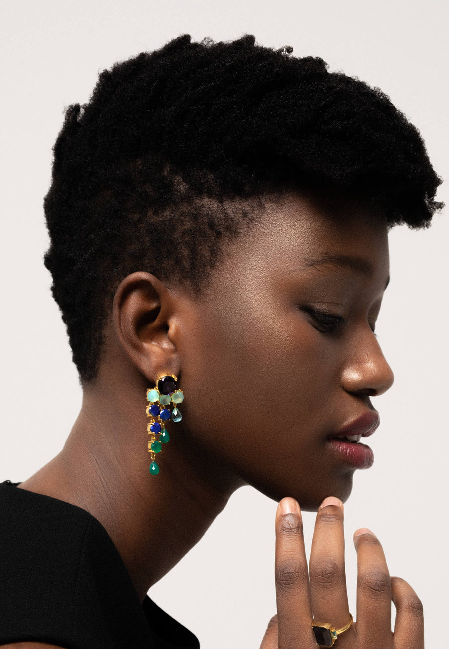 Lavani Pendientes Adoration Azul Eléctrico Y Verde