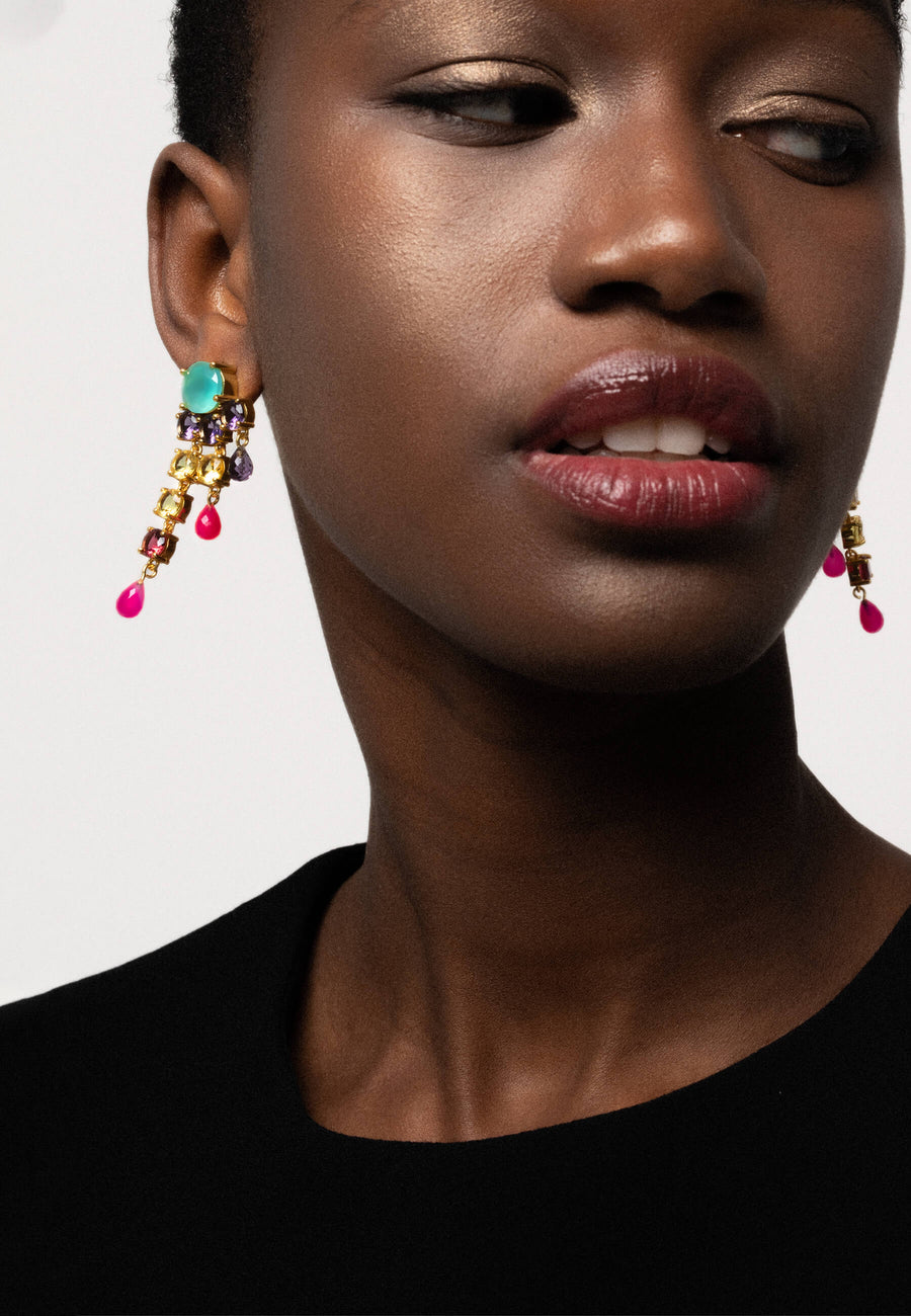 Lavani Pendientes Adoration Rosa Y Morado