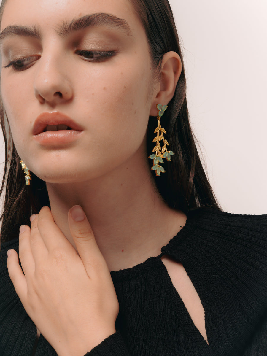 Lavani Pendientes Blume Aguamarina