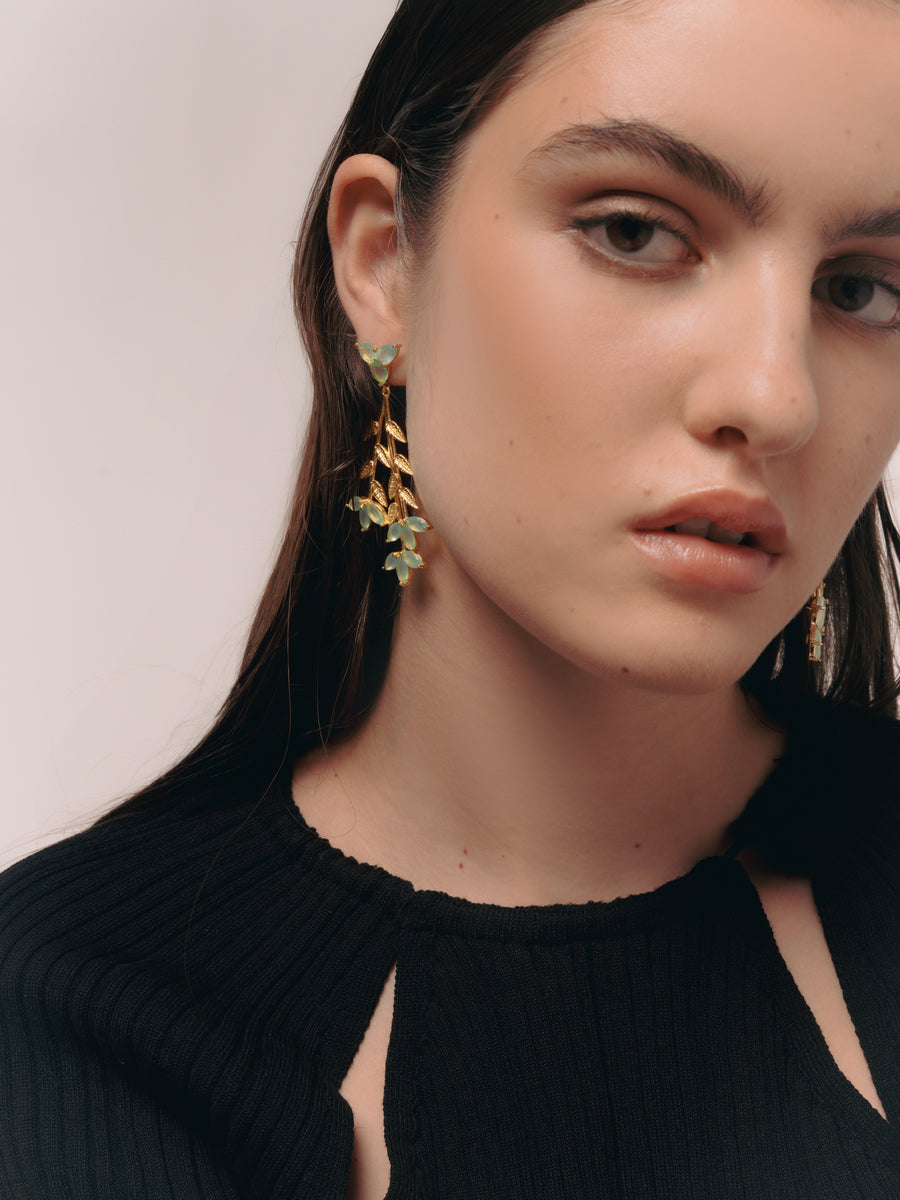 Lavani Pendientes Blume Aguamarina