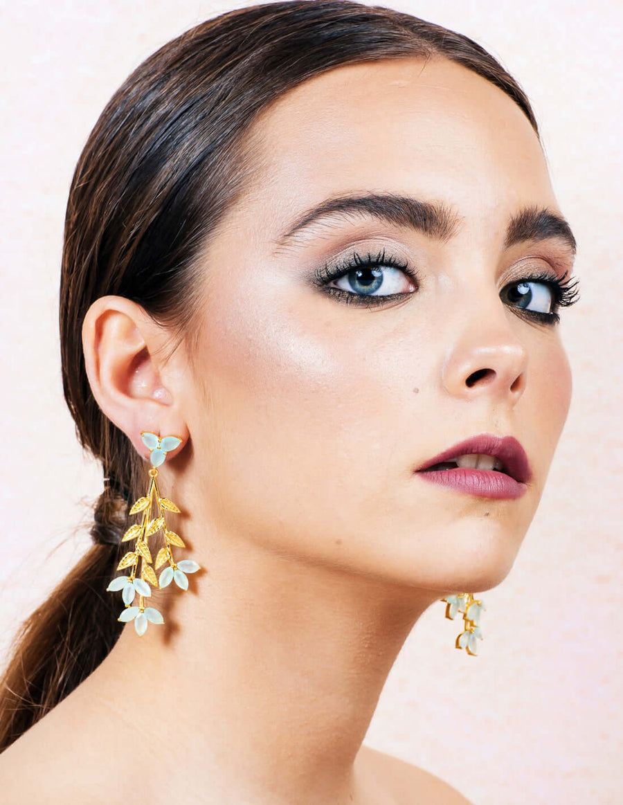 Lavani Pendientes Blume Aguamarina