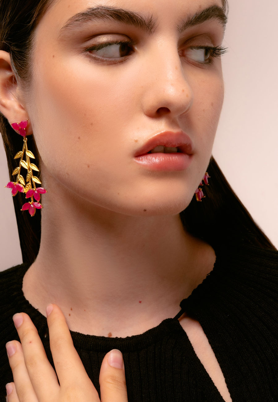 Lavani Pendientes Blume Burdeos